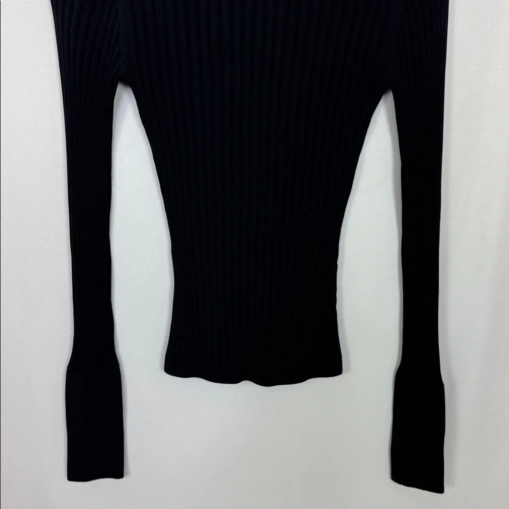 Nicholas Zia Ribbed Henley‎ Sweater Size Small Black V-Neck